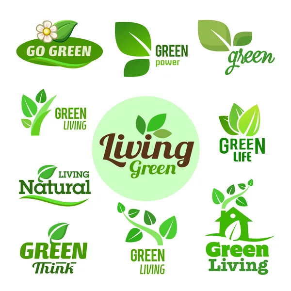 Zbiór sześciu ikony zielonego eko — Wektor stockowy