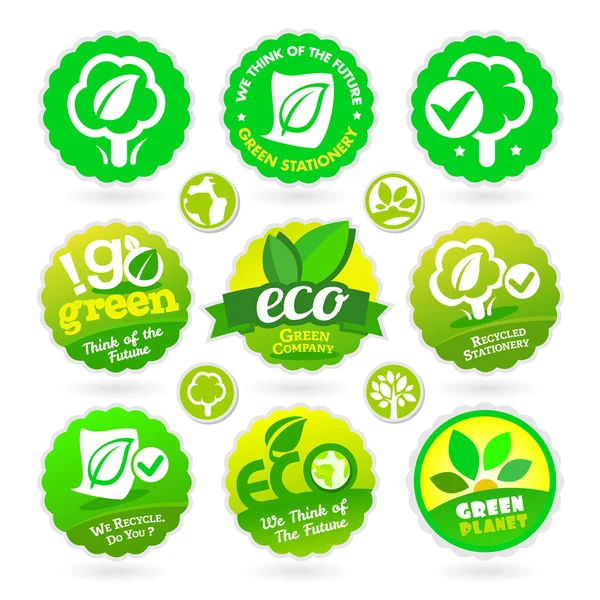 Set of eco icons on the white background. — Stock Vector