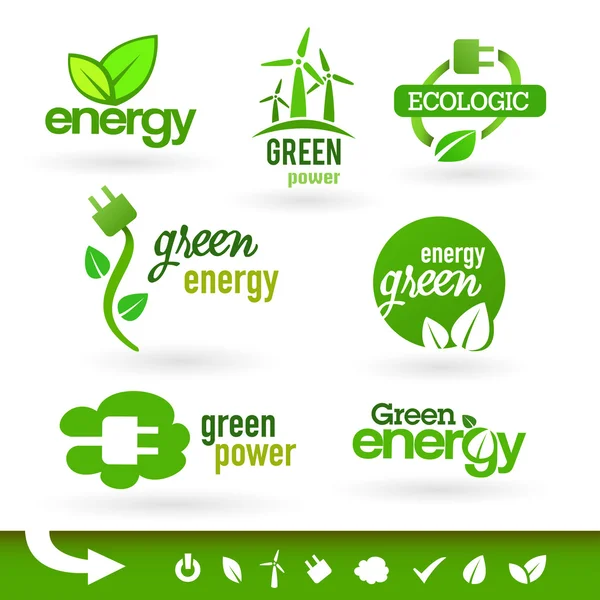 Bio - ekologia - zielony - zestaw ikon energii — Wektor stockowy