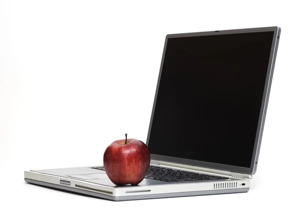 Apple on Laptop — Stock Photo, Image