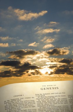 Genesis Book and Creation Sky clipart