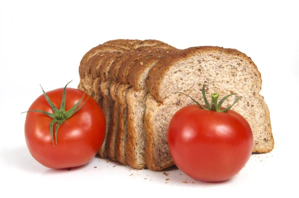 Tomater och bröd — Stockfoto