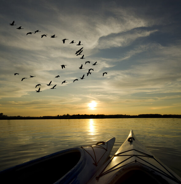 Kayaks on Lake Ontario Sunset