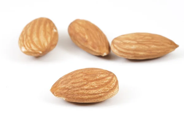 Focus on Almond on White — Stock Photo, Image