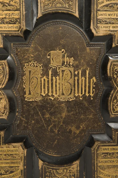 Antico testo di copertina della Bibbia — Foto Stock