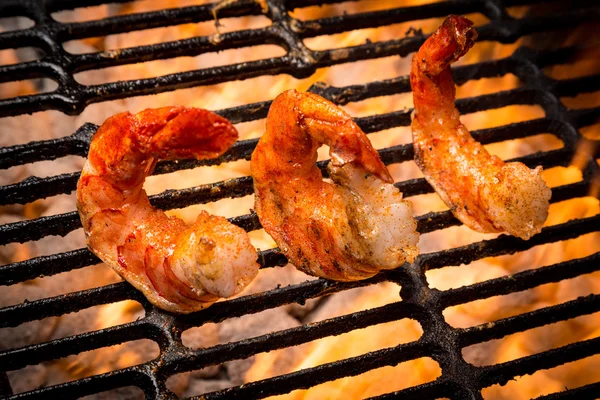 Crevettes Jumbo sur un gril — Photo