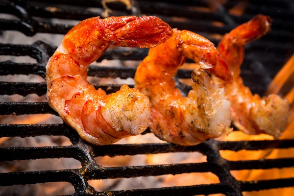 Jumbo Shrimp on a Grill Stock Image