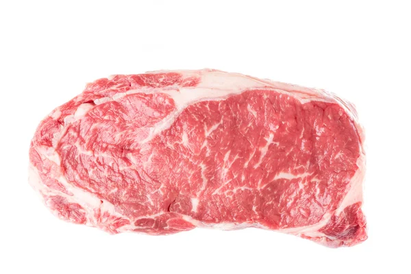Raw Ribeye Steak on White — Stock Photo, Image