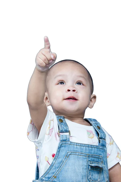 Kind verhogingen van de wijsvinger is push — Stockfoto