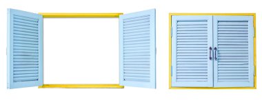izole üzerinde ahşap pencere