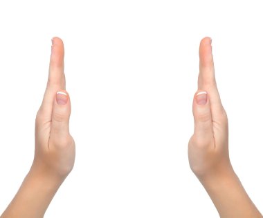 Konu düzenlenen izole kadın el palm