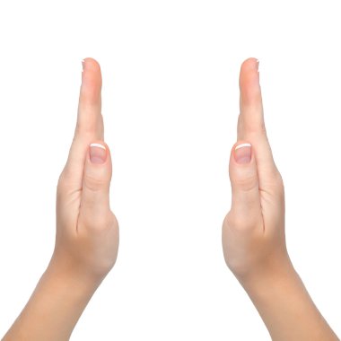 Konu düzenlenen izole kadın el palm