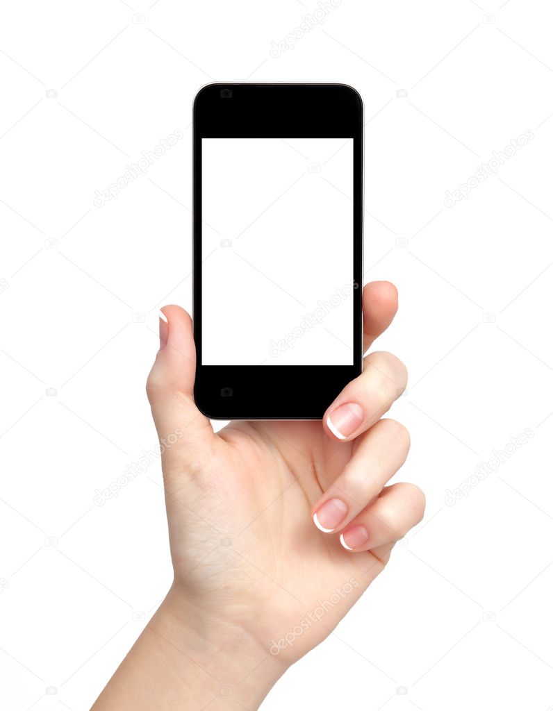 isolated woman hand holding the phone