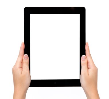 bir tablet tutan eller