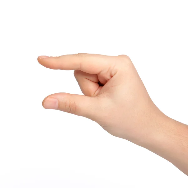 Isolierte männliche Hand, die einen Gegenstand hält — Stockfoto