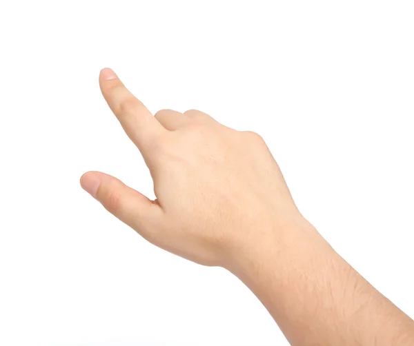 Isolated male hand touching or pointing to something — Stock Photo, Image