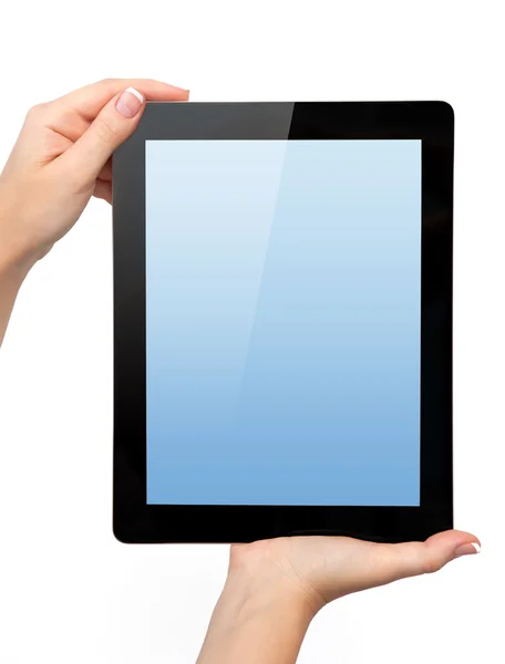 Female hand holding a tablet — Stock Photo, Image