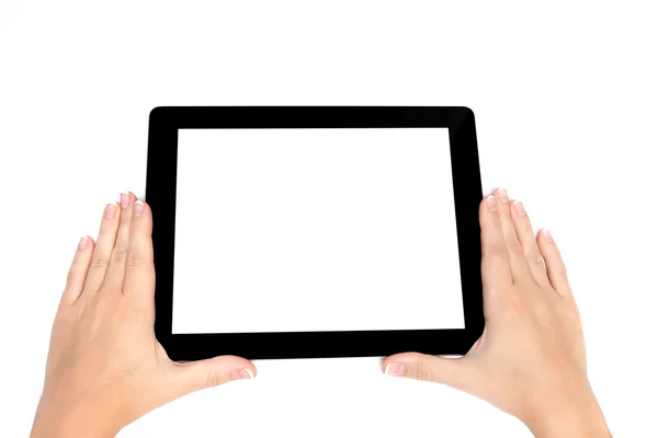 Female hand holding a tablet — Stock Photo, Image