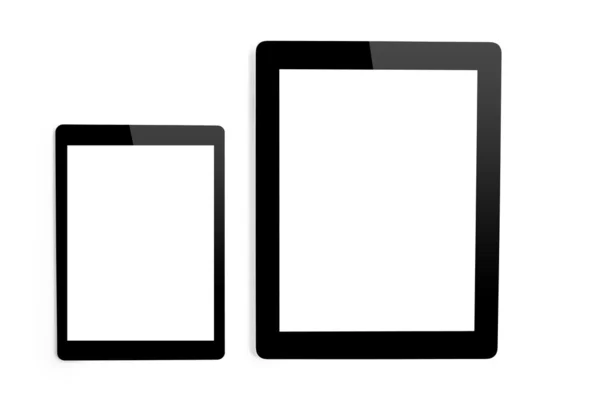 Ordenador grande y mini tableta sobre fondo aislado — Foto de Stock