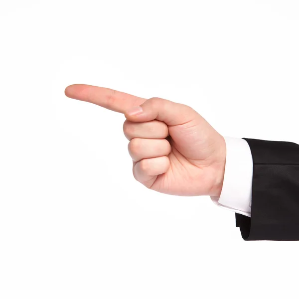 Isolated hand of a businessman shows the direction Royalty Free Stock Photos