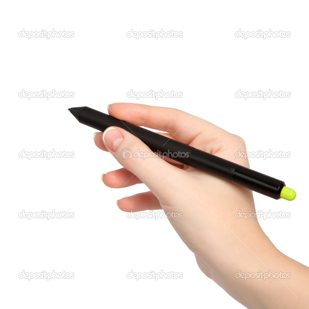 isolated female hand with pencil