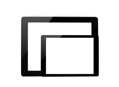 büyük bilgisayar ve yalıtılmış zemin üzerine mini tablet