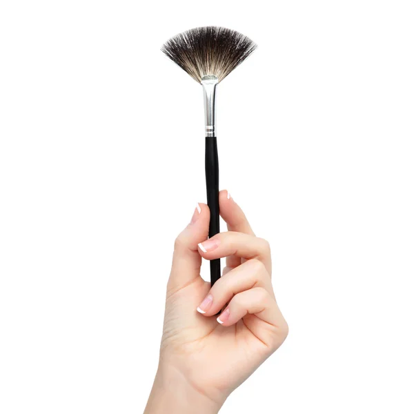 Isolated female hand with brush for makeup — Stock Photo, Image