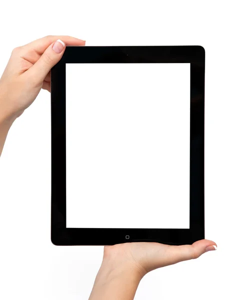 Female hand holding a tablet — Stock Photo, Image