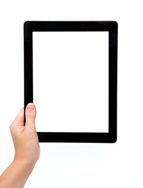 bir tablet tutan el