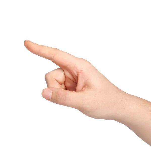 Isolated man's hand points to an object — Stock Photo, Image