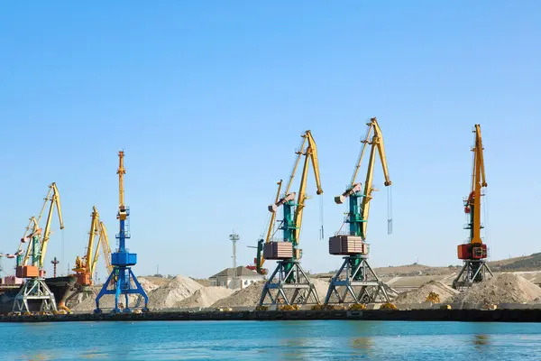 Construction work at the port dock crane Stock Photo