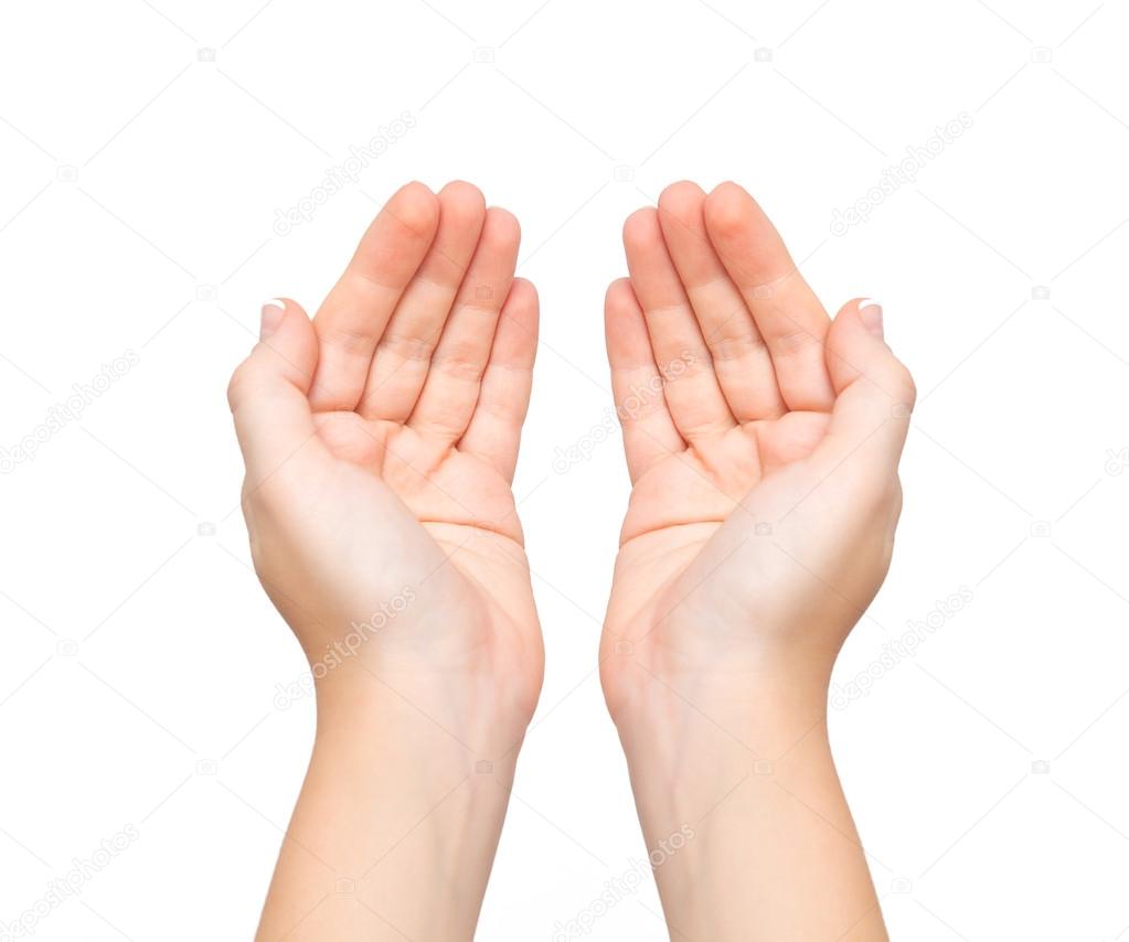 Isolated female hands palms held subject