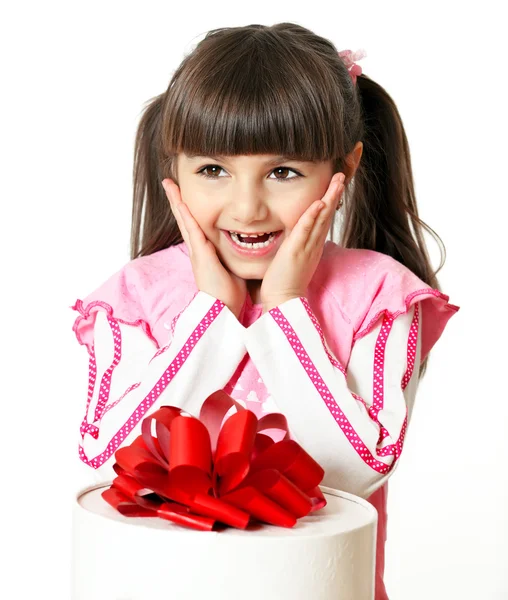 Menina com um presente — Fotografia de Stock