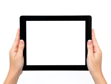 bir tablet tutan eller