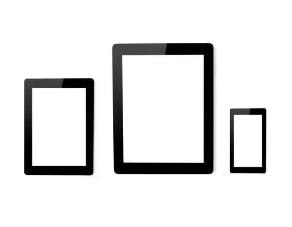 Izole tablet bilgisayar ve mini ve dokunmatik telefon — Stok fotoğraf