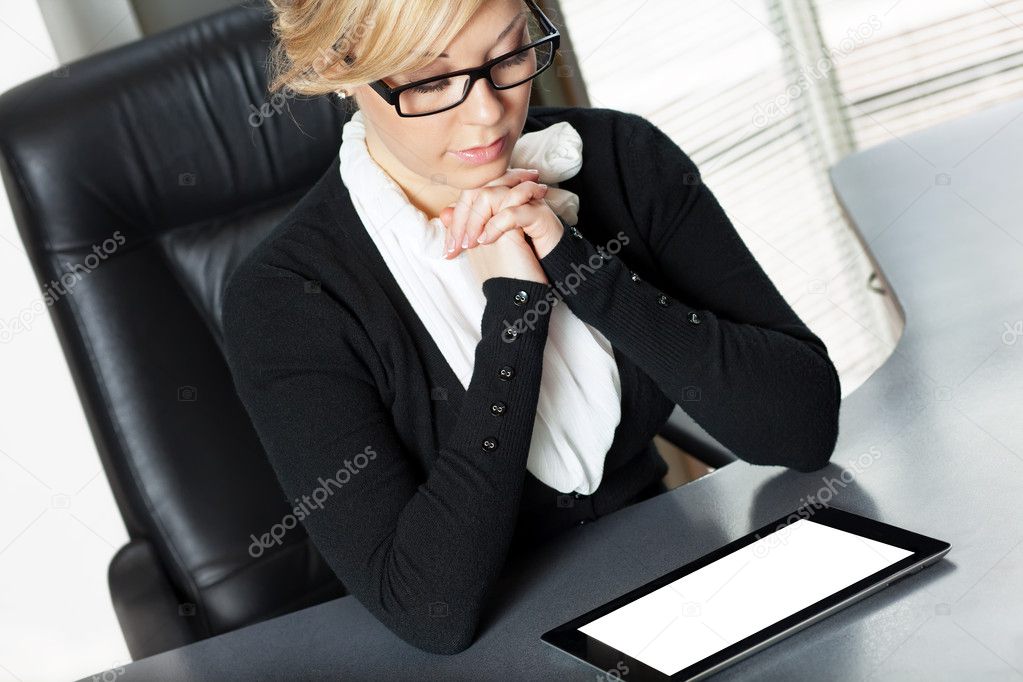 businesswoman working on the tablet