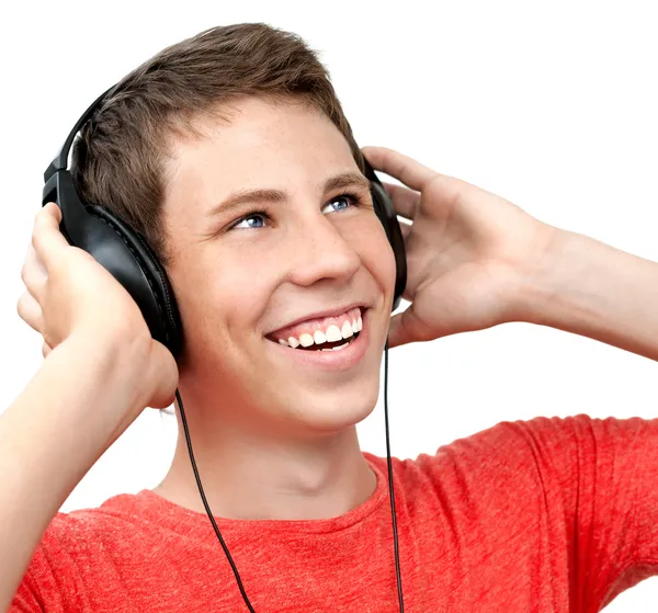 Young boy with headphones Royalty Free Stock Images