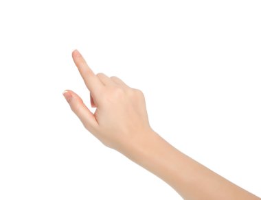 isolated female hand touching or pointing to something clipart