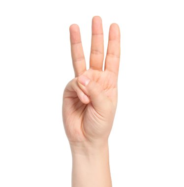 isolated male hand showing number three clipart