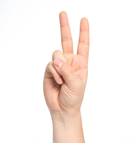 Isolated male hand showing number two — Stock Photo, Image