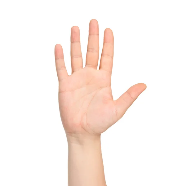 Geïsoleerde mannenhand met het nummer vijf — Stockfoto