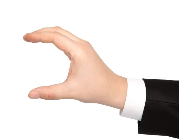 Isolated hand of a businessman holding an object — Stock Photo, Image