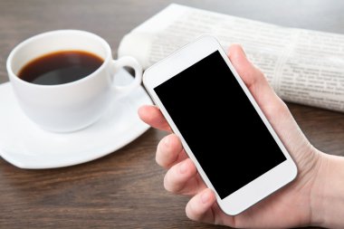 ofiste bir telefon tutarak işkadını el