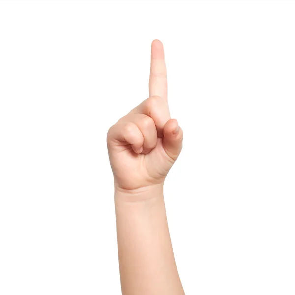 Isolated child hand shows the number one — Stock Photo, Image