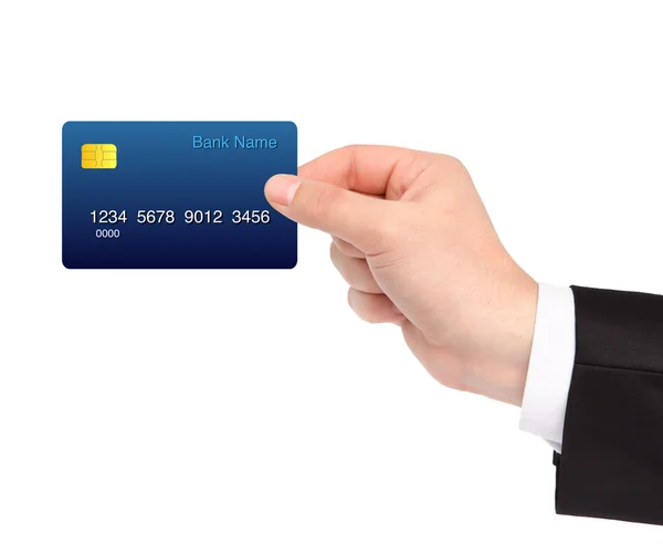 Isolated hand of a businessman holding a credit card — Stock Photo, Image