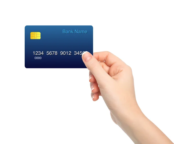 Isolated female hand holding a credit card — Stock Photo, Image