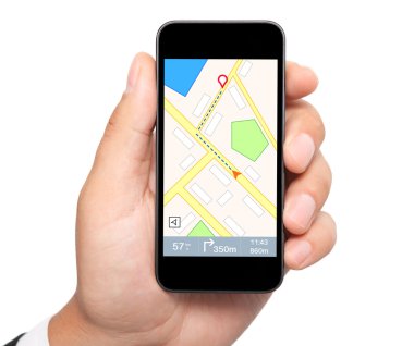 bir sc navigator arayüzü ile izole adam el holding telefon
