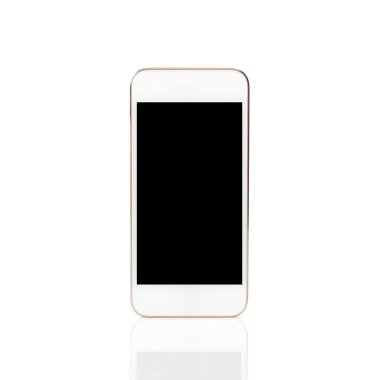 siyah bir ekran ile izole beyaz dokunmatik telefon