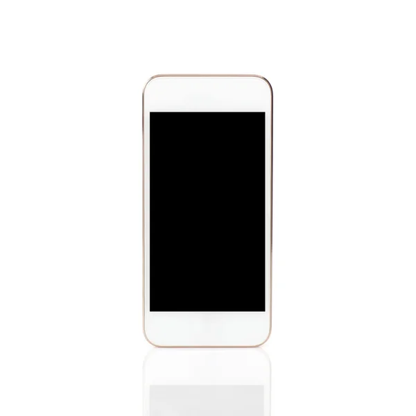 Isolated white touch phone with a black screen — Stock Photo, Image