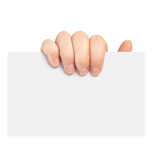 isolated man's hand holding a piece of paper 